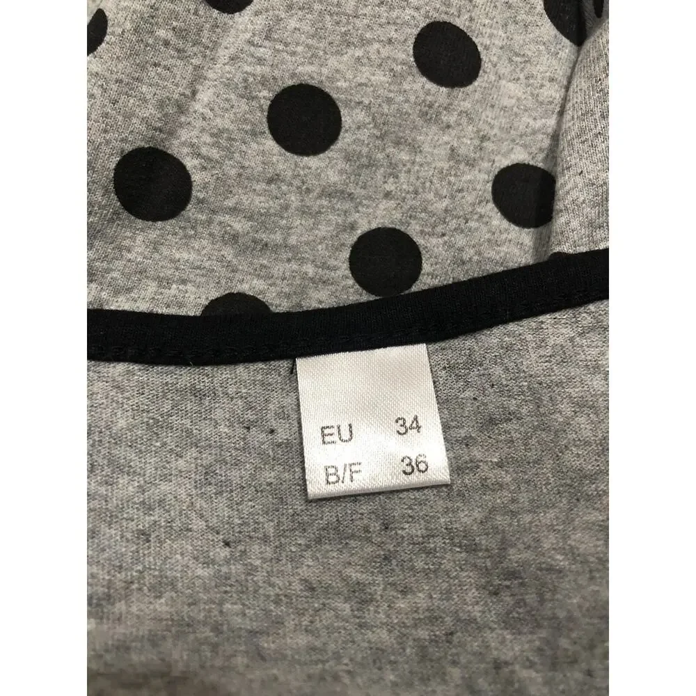 Alex Pajama Set Womens Small Gray Black Lounge Set Cotton Polka Dot N105